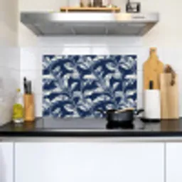 Botanisch - Patroon - Blauw Inductie beschemer met haakjes klein 777 -sfeer2