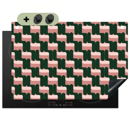 Vlechtpatroon - Groen - Roze - Geometrisch Inductie beschemer met haakjes klein 777 -3d