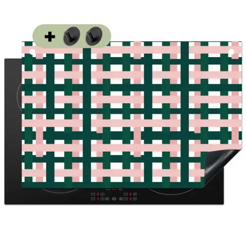 Vlechtpatroon - Groen - Roze - Grafisch Inductie beschemer met haakjes klein 777 -3d