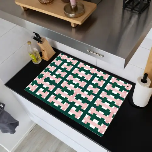Vlechtpatroon - Groen - Roze - Grafisch Inductie beschemer met haakjes klein 777 -sfeer1