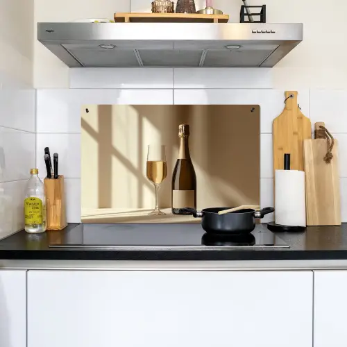 Champagne - Beige - Schaduw - Bubbels Inductie beschemer met haakjes klein -sfeer2