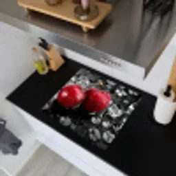 Kersen - Rood - Fruit - Zwart Inductie beschemer met haakjes middel -sfeer1