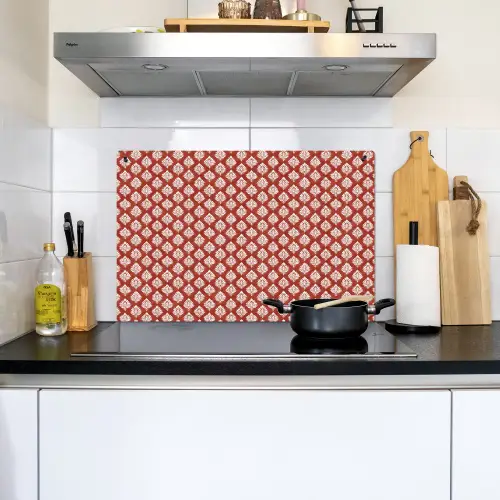 Chic - Patroon - Rood - Wit Inductie beschemer met haakjes klein 777 -sfeer2
