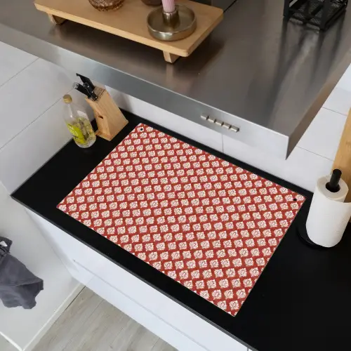 Chic - Patroon - Rood - Wit Inductie beschemer met haakjes klein 777 -sfeer1