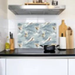 Wolken - Kraanvogels - Blauw Inductie beschemer met haakjes klein 777 -sfeer2