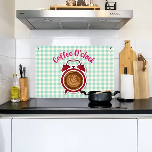 Koffie - Klok - Groen Inductie beschemer met haakjes klein -sfeer2