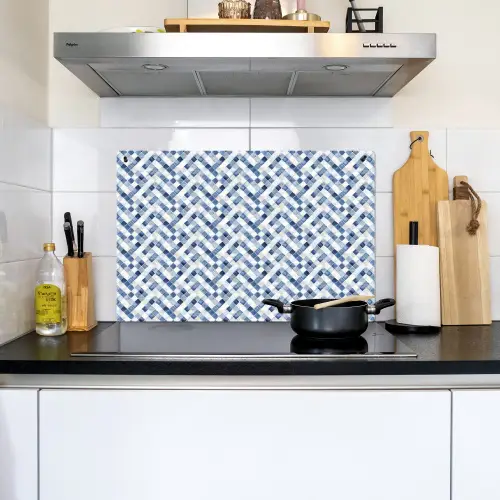 Diamant - Patroon - Blauw - Wit Inductie beschemer met haakjes klein 777 -sfeer2