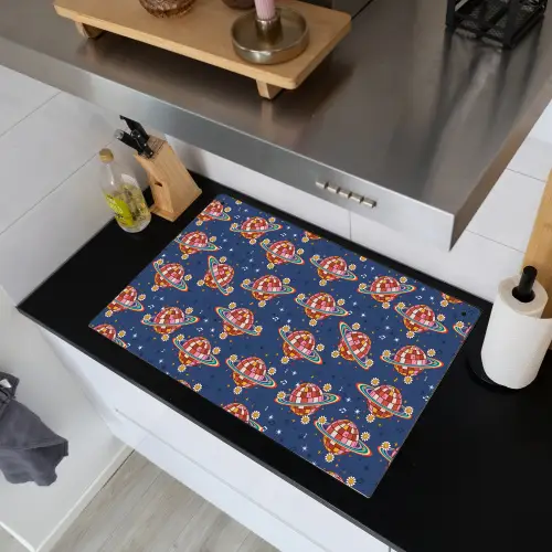 Disco - Blauw - Patroon Inductie beschemer met haakjes klein 777 -sfeer1