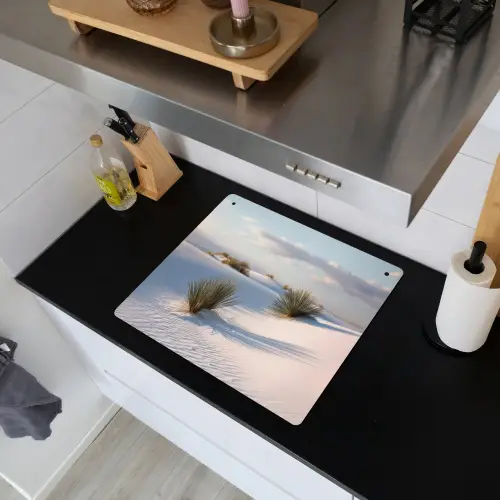 Duinen - Gras - Wolken - Beige Inductie beschemer met haakjes middel -sfeer1