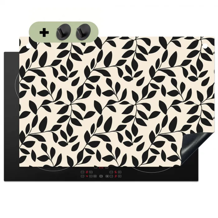 Elegant - Patroon - Zwart - Beige Inductie beschemer met haakjes klein 777 -3d