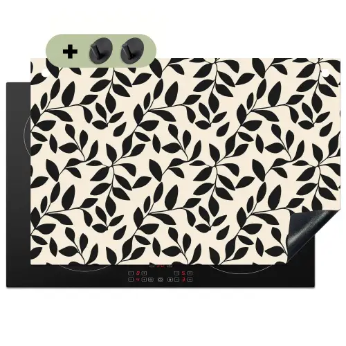 Elegant - Patroon - Zwart - Beige Inductie beschemer met haakjes klein 777 -3d