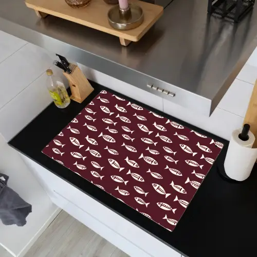 Vissen - Grafisch - Patroon - Donker Inductie beschemer met haakjes klein 777 -sfeer1