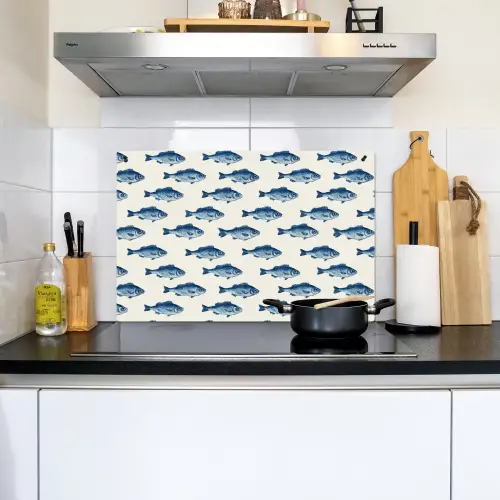 Vis - Patroon - Blauw Inductie beschemer met haakjes klein 777 -sfeer2