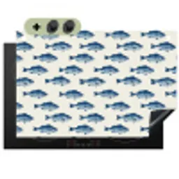 Vis - Patroon - Blauw Inductie beschemer met haakjes klein 777 -3d
