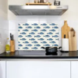 Vis - Patroon - Blauw Inductie beschemer met haakjes klein 777 -sfeer2