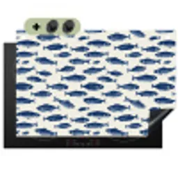 Vissen - Patroon - Blauw - Wit Inductie beschemer met haakjes klein 777 -3d