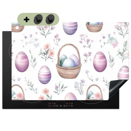 Bloemen - Paaseieren - Patroon Inductie beschemer met haakjes klein -3d