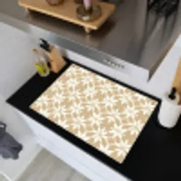 Bloemen - Patroon - Beige Inductie beschemer met haakjes klein 777 -sfeer1