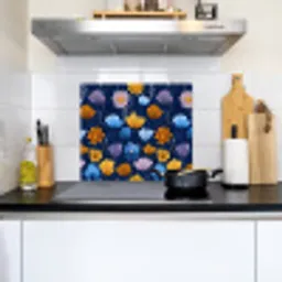 Bloemen - Patroon - Blauw - Contrast Inductie beschemer met haakjes middel -sfeer2
