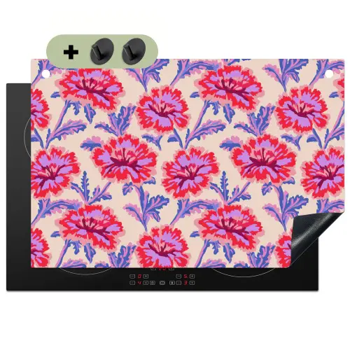 Bloemen - Patroon - Meerkleurig Inductie beschemer met haakjes klein 777 -3d