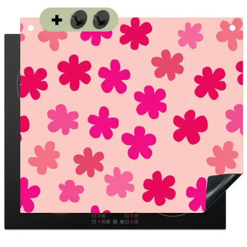 Bloemen - Patroon - Roze Inductie beschemer met haakjes middel -3d