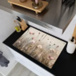 Bloemen - Roze - Modern - Beige Inductie beschemer met haakjes klein -sfeer1