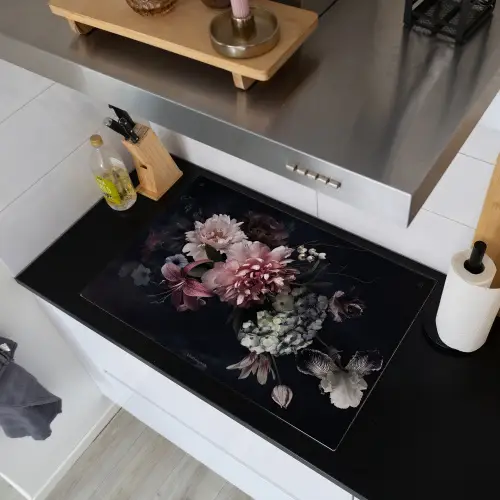 Bloemen - Vintage - Roze Inductie beschemer met haakjes klein -sfeer1