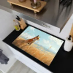 Vos - Gras - Wolken - Oranje Inductie beschemer met haakjes klein -sfeer1