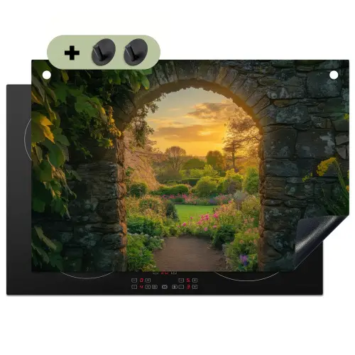 Poort - Planten - Zonsondergang Inductie beschemer met haakjes klein -3d