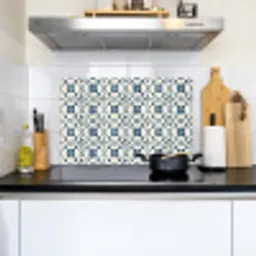 Grafisch - Tegel - Blauw Inductie beschemer met haakjes klein 777 -sfeer2