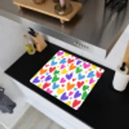 Hartjes - Patroon - Kleurrijk - Tekening Inductie beschemer met haakjes middel -sfeer1
