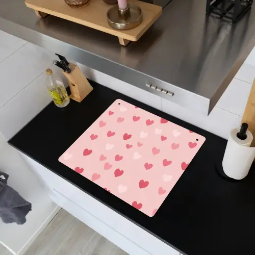 Hartjes - Patroon - Roze - Eenvoudig Inductie beschemer met haakjes middel -sfeer1