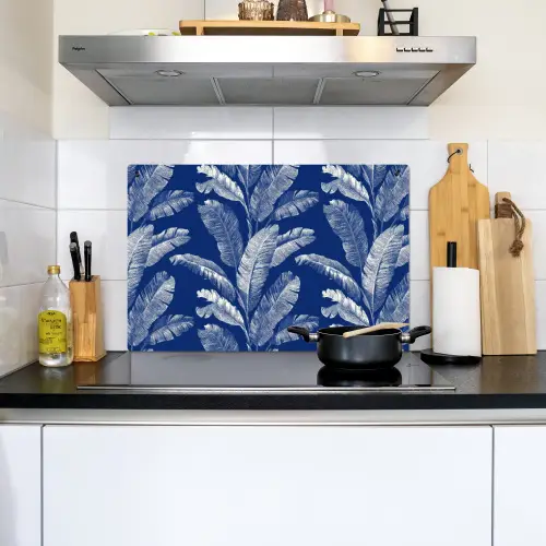 Blad - Palm - Blauw Inductie beschemer met haakjes klein 777 -sfeer2