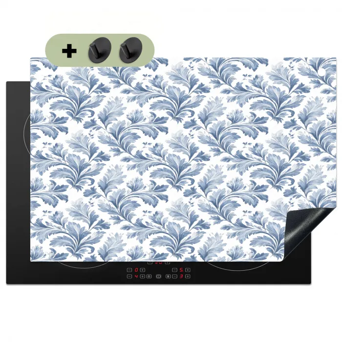 Bladeren - Blauw - Patroon Inductie beschemer met haakjes klein 777 -3d