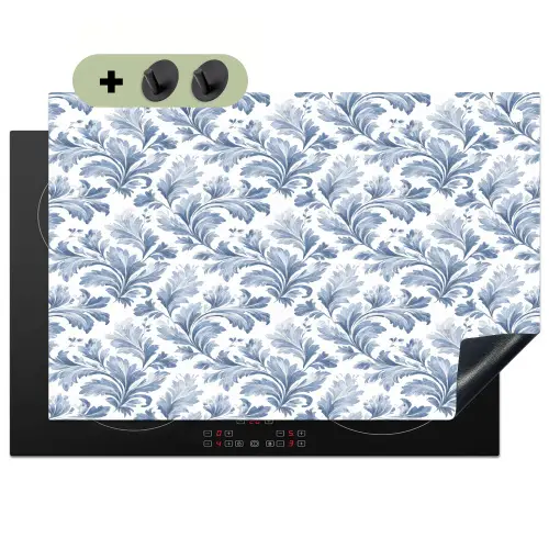 Bladeren - Blauw - Patroon Inductie beschemer met haakjes klein 777 -3d