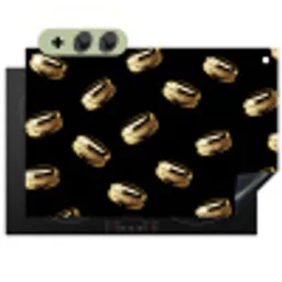 Macarons - Patroon - Goud - Zwart Inductie beschemer met haakjes klein -3d