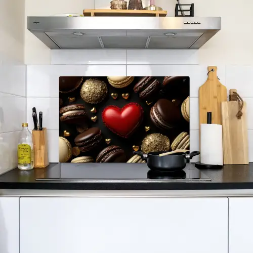 Macarons - Rood - Hart Inductie beschemer met haakjes klein -sfeer2