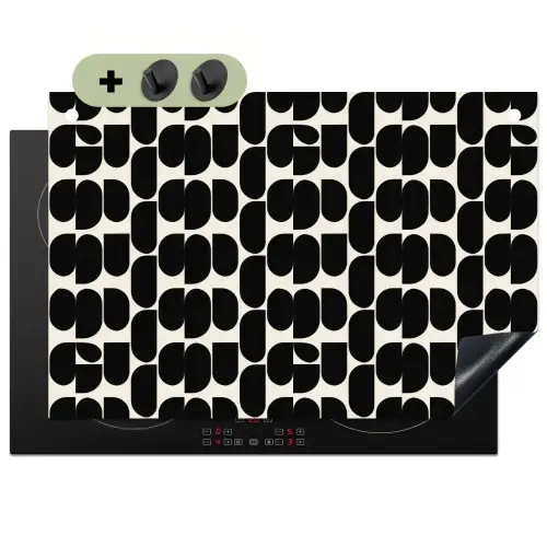 Modern - Patroon - Zwart Inductie beschemer met haakjes klein 777 -3d