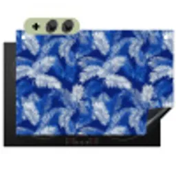 Palmblad - Patroon - Blauw Inductie beschemer met haakjes klein 777 -3d