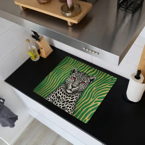Panter - Zebrapatroon - Groen Inductie beschemer met haakjes middel -sfeer1