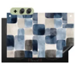 Patroon - Blauw - Vierkanten Inductie beschemer met haakjes klein -3d