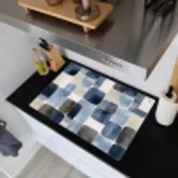 Patroon - Blauw - Vierkanten Inductie beschemer met haakjes klein -sfeer1
