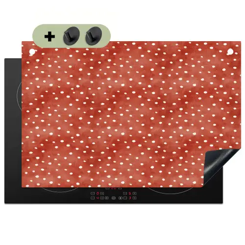 Patroon - Stippen - Rood - Wit Inductie beschemer met haakjes klein 777 -3d