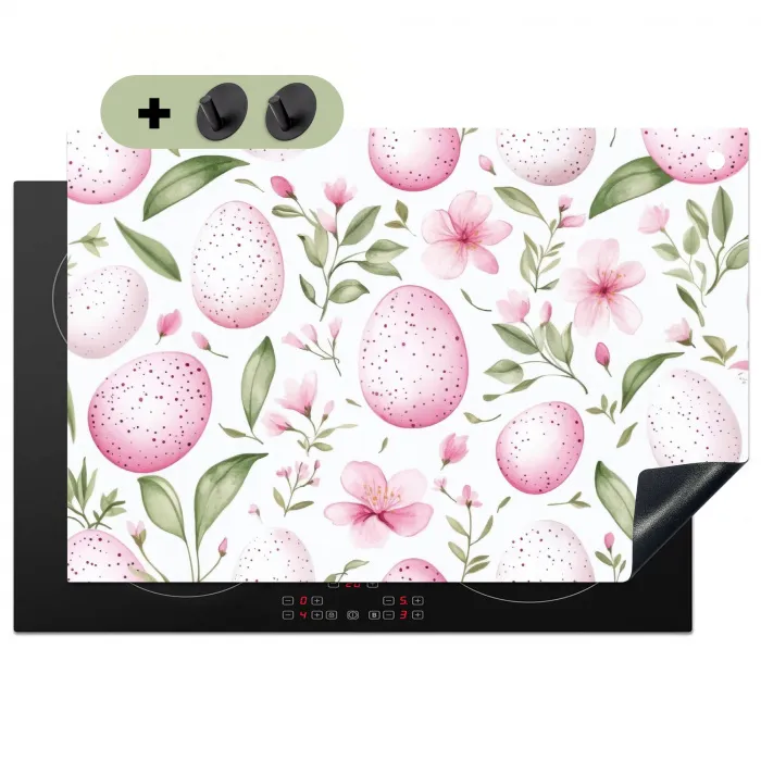 Patroon - Eieren - Roze - Pasen Inductie beschemer met haakjes klein -3d
