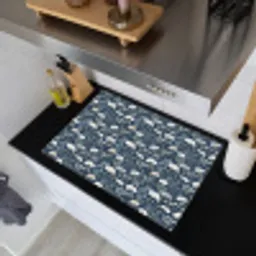 Patroon - Bloemen - Wit - Blauw Inductie beschemer met haakjes klein 777 -sfeer1