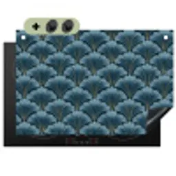 Patroon - Ginkgoblad - Blauw Inductie beschemer met haakjes klein 777 -3d