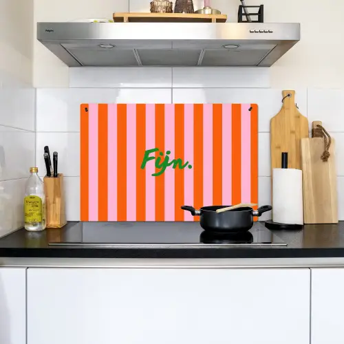 Patroon - Oranje - Fijn - Strepen Inductie beschemer met haakjes klein -sfeer2