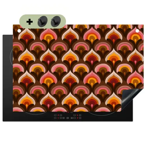 Patroon - Retro - Kleurrijk Inductie beschemer met haakjes klein 777 -3d