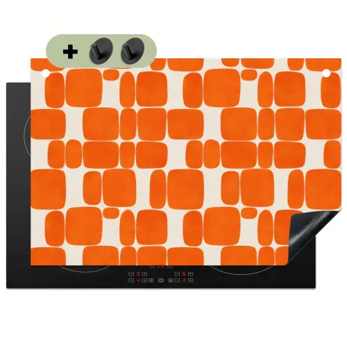 Patroon - Retro - Oranje Inductie beschemer met haakjes klein 777 -3d