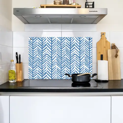 Patroon - Streep - Blauw Inductie beschemer met haakjes klein 777 -sfeer2